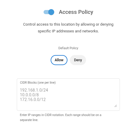 Access Policy Configuration