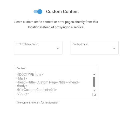 Custom Content Configuration